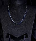 Silver plated blue stone embellished cz necklace 317fnnn334