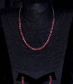Silver plated hydro ruby stone embellished cz necklace 317fnnn336