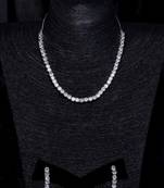 Silver plated white stone embellished cz necklace 317fnnn337