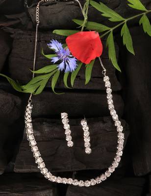 Silver plated white stone embellished cz necklace 317fnnn337 2
