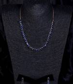 Rose gold plated blue stone embellished cz necklace 317fnnn338