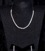 Rose gold plated white stone embellished cz necklace 317fnnn339