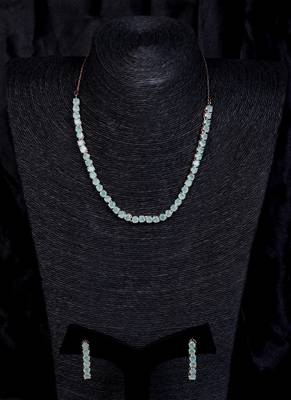 Rose gold Sea Green stone embellished cz necklace 317fnn340 1