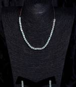 Rose gold Sea Green stone embellished cz necklace 317fnn340