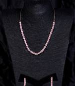 Rose gold plated pink stone embellished cz necklace 317fnnn342