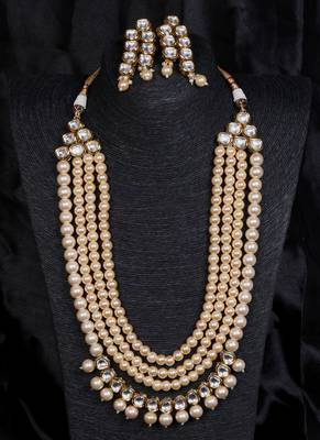 Multilayered kundan and pearl necklace for wedding 317fnn379 1