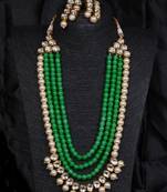 Multilayered kundan and parrot green necklace for wedding 317fnn380