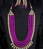 Multilayered kundan and purple stone necklace for wedding 317fnn383