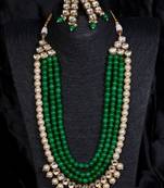 Multilayered kundan and green stone necklace for wedding 317fnn384