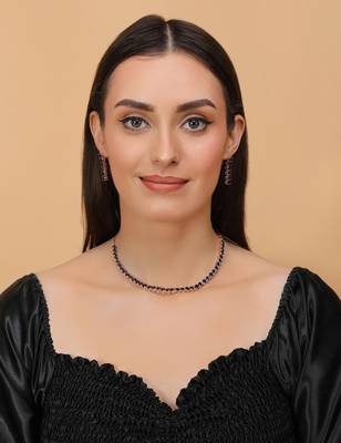 Rose gold plated blue stone embellished cz necklace 317fnnn338 4