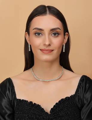 Rose gold Sea Green stone embellished cz necklace 317fnn340 4