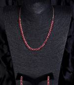 Rose gold plated hydro ruby stone embellished cz necklace 317fnnn341