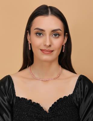 Rose gold plated pink stone embellished cz necklace 317fnnn342 4