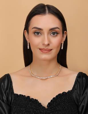Gold plated cubic zirconiz stone embellished ad necklace 317fnnn343 3