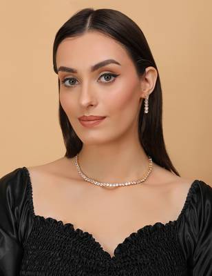 Gold plated cubic zirconiz stone embellished ad necklace 317fnnn343 4