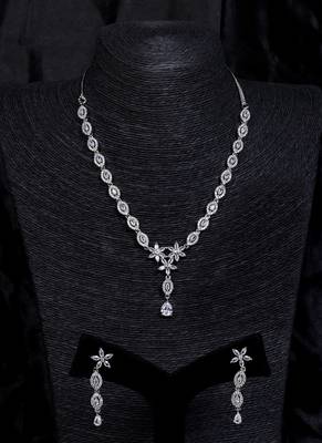 Silver plated white stone embellished designer cz necklace 317fnnn345 1