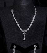 Silver plated white stone embellished designer cz necklace 317fnnn345