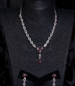 Silver plated hydro ruby stone embellished designer cz necklace 317fnnn346