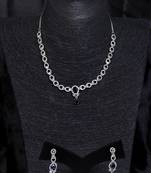 Silver plated blue stone embellished designer cz necklace 317fnnn352