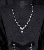 Blue and cz stone embellished Silver plated necklace 317fnnn363