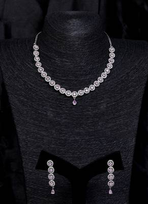Silver plated pink stone designer necklace 317fnnn370 1