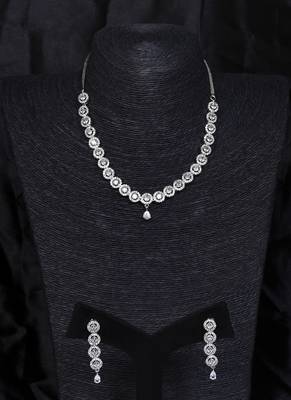 Silver plated white stone designer necklace 317fnnn371 1