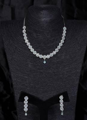 Silver Sea Green stone designer necklace 317fnnn372 1