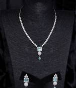 Silver Sea Green stone designer necklace 317fnnn373