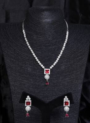 Silver plated hydro ruby stone designer necklace 317fnnn374 1