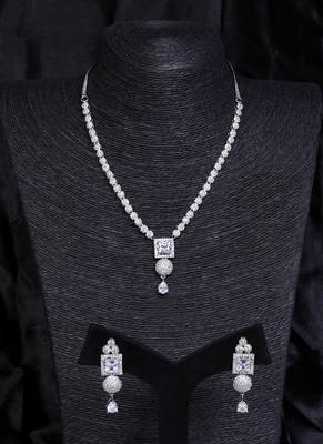 Silver plated white stone designer necklace 317fnnn376 1
