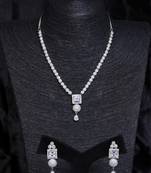 Silver plated white stone designer necklace 317fnnn376
