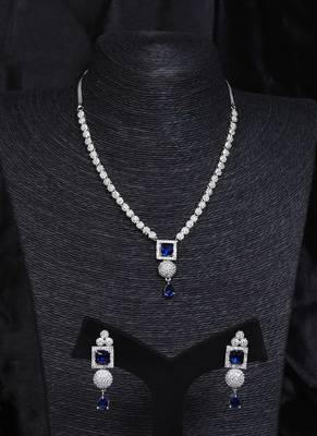 Silver plated blue stone designer necklace 317fnnn377 1