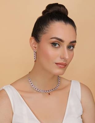 Silver plated hydro ruby stone designer necklace 317fnnn368 3
