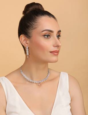Silver plated pink stone designer necklace 317fnnn370 2