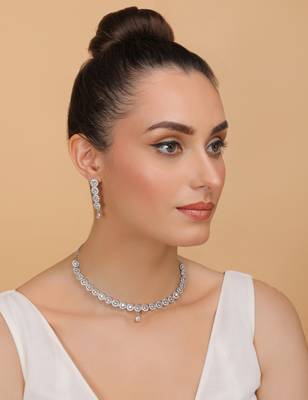Silver plated white stone designer necklace 317fnnn371 2