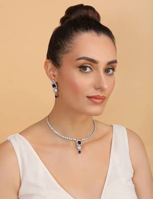 Silver plated blue stone designer necklace 317fnnn377 2