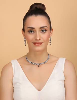 Silver plated blue stone designer necklace 317fnnn369 3