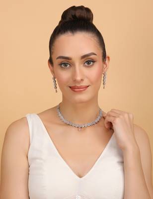 Silver plated pink stone designer necklace 317fnnn370 3