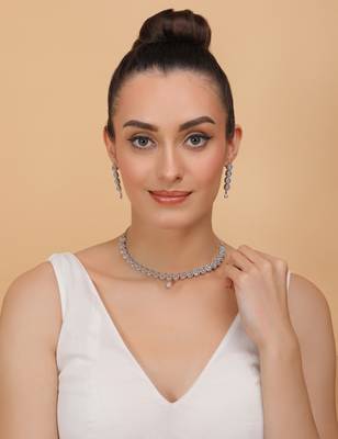 Silver plated white stone designer necklace 317fnnn371 3