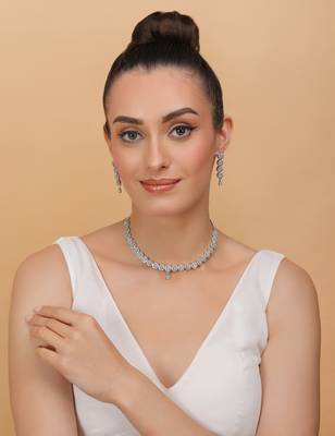 Silver Sea Green stone designer necklace 317fnnn372 3