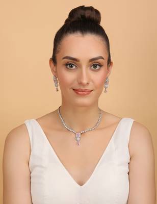 Silver plated pink stone designer necklace 317fnnn375 3