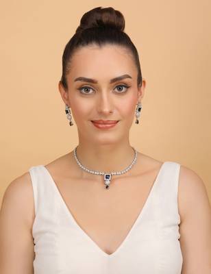 Silver plated blue stone designer necklace 317fnnn377 3