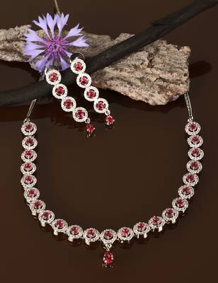 Silver plated hydro ruby stone designer necklace 317fnnn368 5