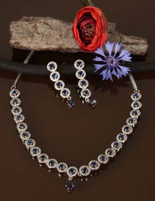 Silver plated blue stone designer necklace 317fnnn369 4