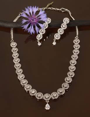 Silver plated white stone designer necklace 317fnnn371 4