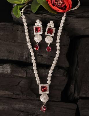 Silver plated hydro ruby stone designer necklace 317fnnn374 4