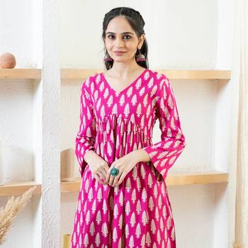 Designer Pink Floral Printed Rayon Angrakha Kurti & Palazzo Set For Womens & Girls 4