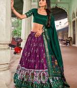 Women's Tussar Silk With Patola Print And Foil Work Lehenga Choli Set