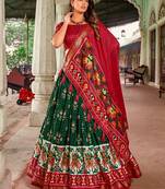 Women's Tussar Silk With Patola Print And Foil Work Lehenga Choli Set