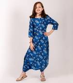 Blue cotton rayon dhoti jumpsuit